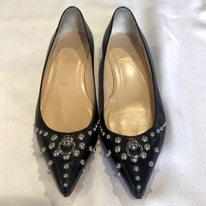 Christian Louboutins Sz-38 “Pigaresille” black studded to flats
